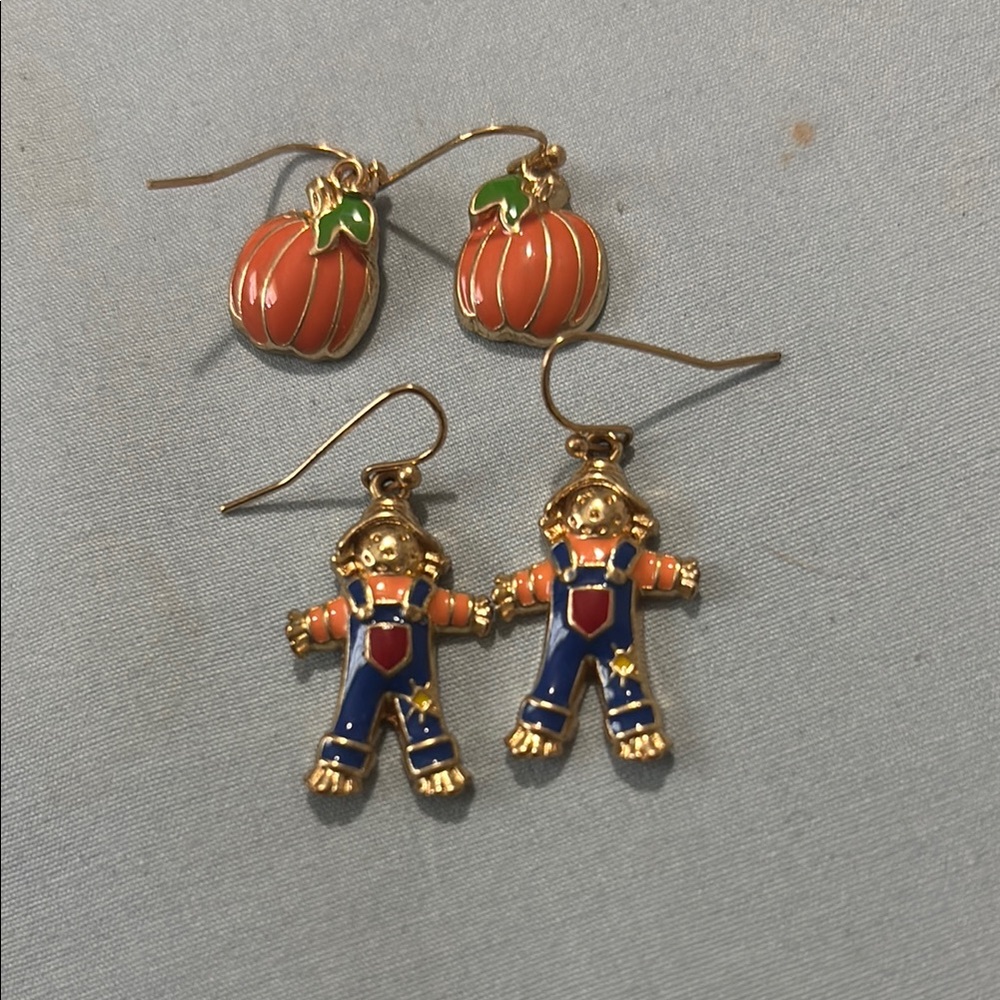 Pumpkin and Scarecrow Earrings